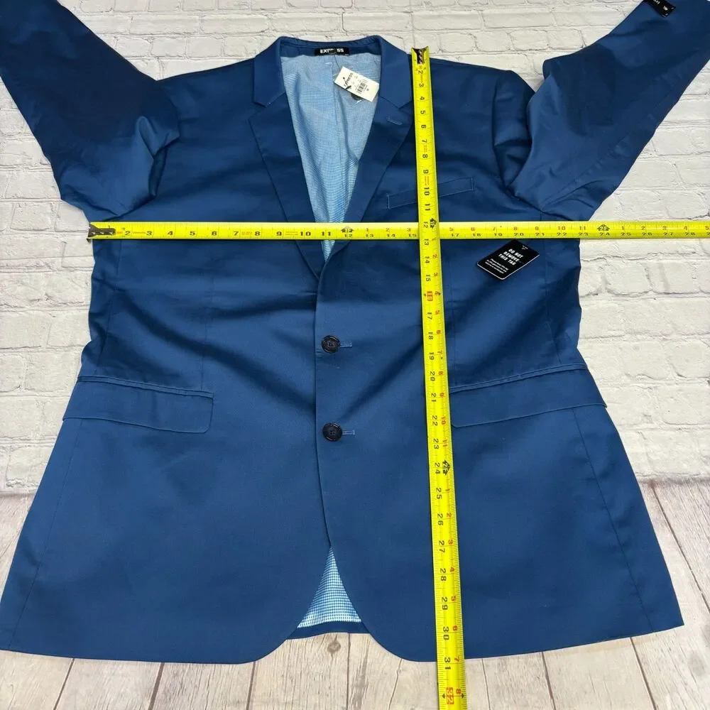 NWT Express Men Blazer Jacket Size 46L 46 Long Extra Slim Blue C085 -25